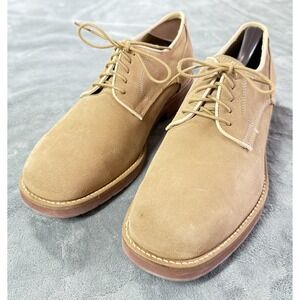 Hitchcock Shoes Mens Size 9.5 E Beige Suede Derby Dress Lace Up Casual 3312